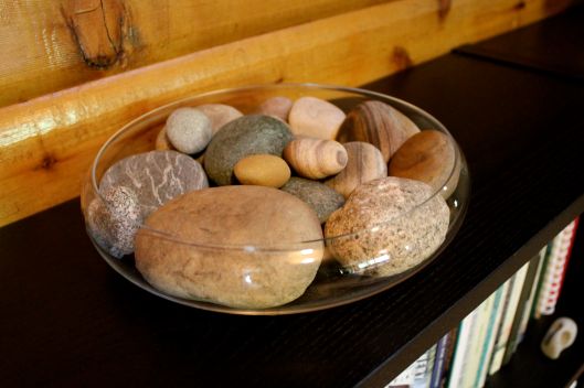 stones in cabin living room