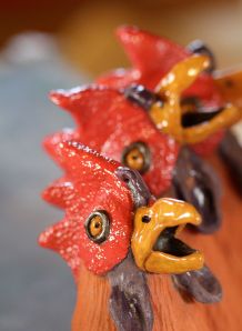 pottery chickens