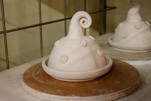 unglazed butter dish