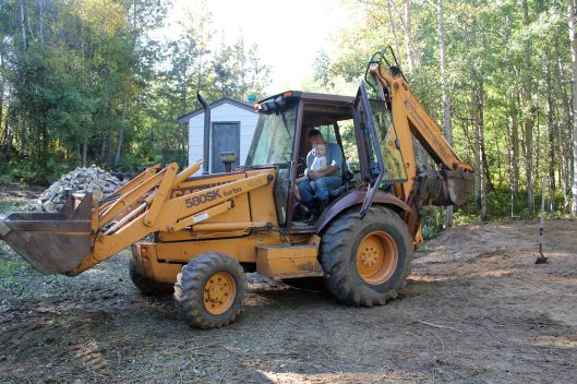 Chayton and dad in backhoe